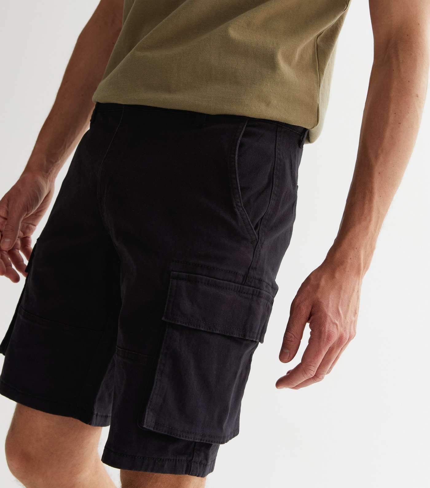 Only & Sons Black Cargo Shorts Image 3