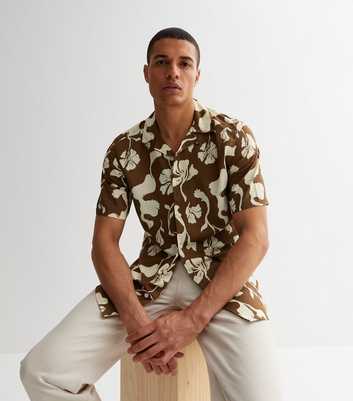 Only & Sons Dark Brown Abstract Short Sleeve Shirt