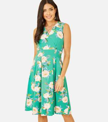 Mela Green Floral Midi Wrap Dress