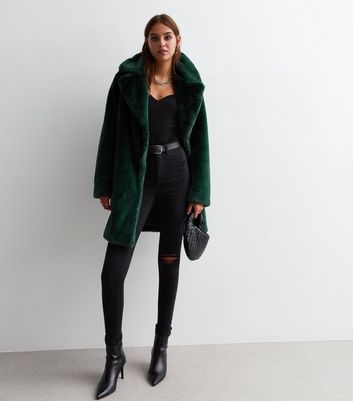 Green faux fur hot sale jacket uk