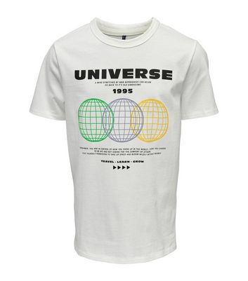 KIDS ONLY White Crew Neck Universe Logo T-Shirt New Look