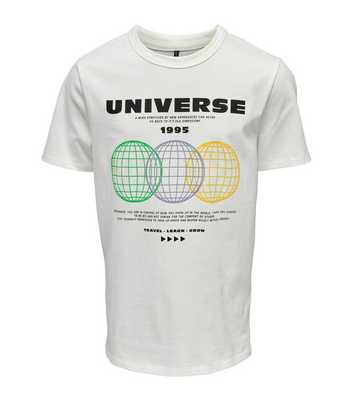 KIDS ONLY White Crew Neck Universe Logo T-Shirt