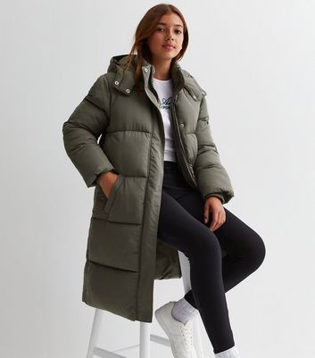 Ladies long padded coat with hood sale