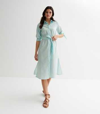 Gini London Pale Blue Short Sleeve Midi Shirt Dress