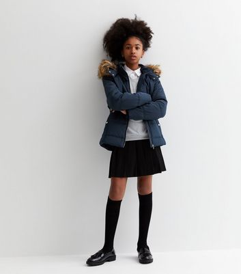 Girls navy padded on sale coat