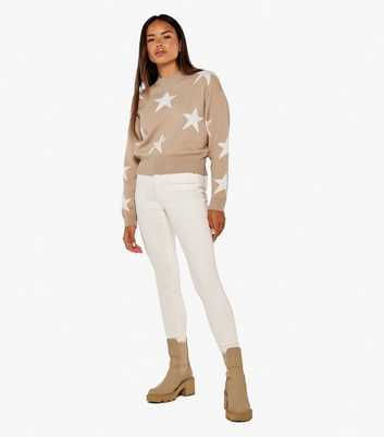 Apricot Stone Star Knit Crew Neck Long Sleeve Jumper