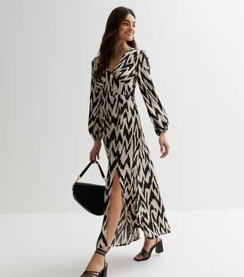 Gini London Black Animal Print Split Midi Dress