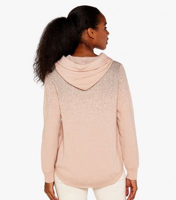 Apricot Pink Glitter Knit Hoodie | New Look