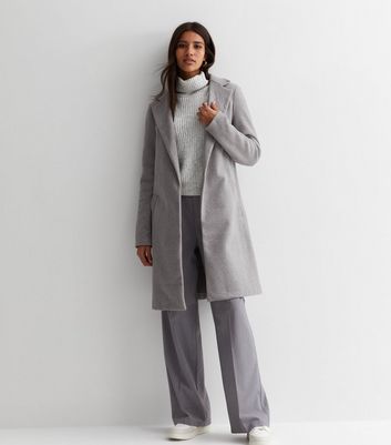 Tall Grey Unlined Formal Coat New Look