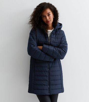 Ladies navy puffa on sale coat