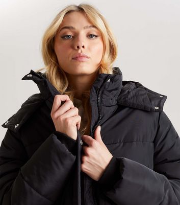 Urban Bliss Black Hooded Maxi Puffer Coat