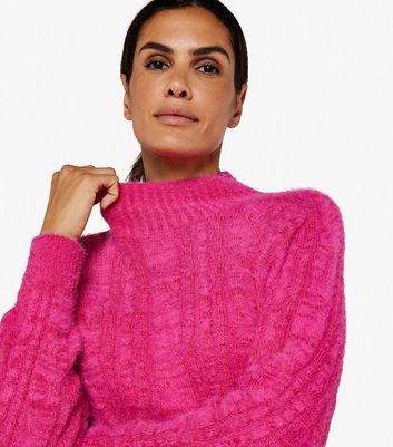 Bright pink polo online neck jumper