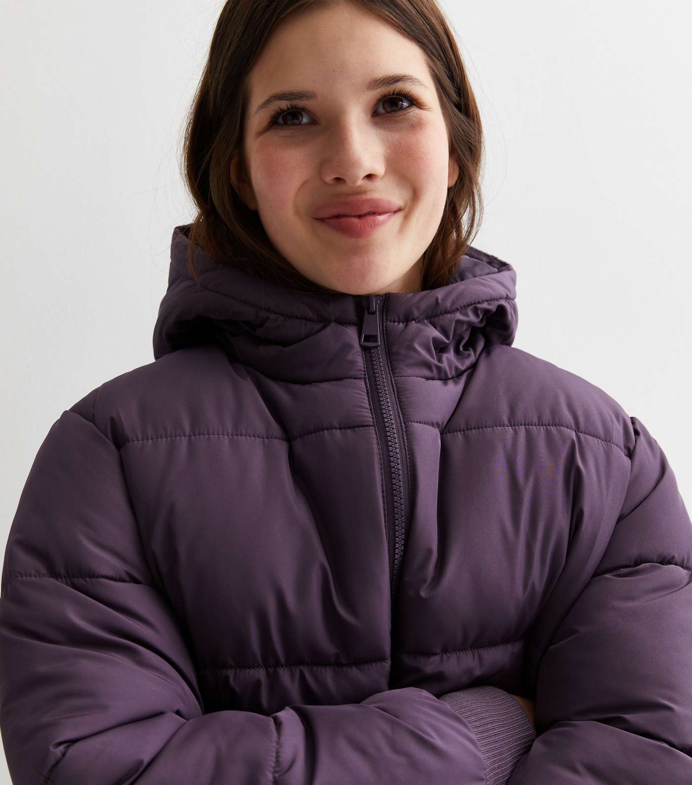 Girls Purple Hooded Puffer Jacket