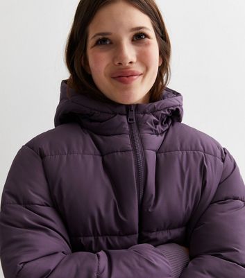 Girls Purple Hooded Puffer Jacket | New Look