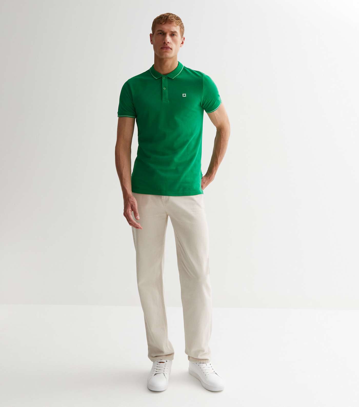 Only & Sons Green Slim Short Sleeve Polo Shirt Image 3