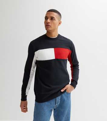 Only & Sons Navy Colour Block Crew Neck Sweatshirt