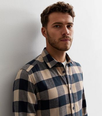 Only & Sons Navy Check Long Sleeve Shirt | New Look