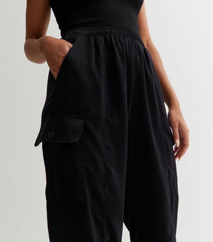 Blue Vanilla Black Wide Leg Cargo Trousers