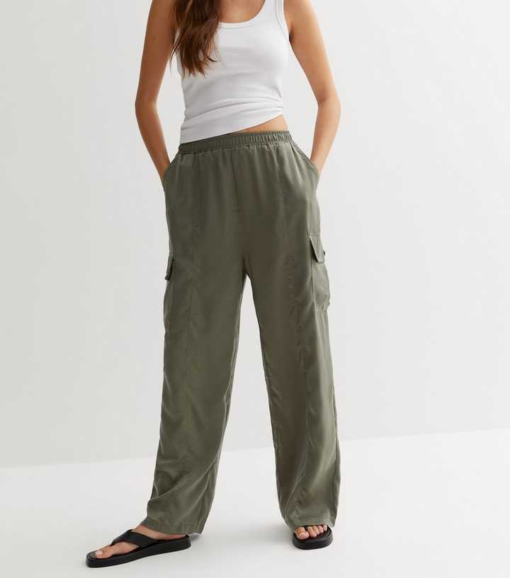 Khaki Straight Leg Cargo Pants