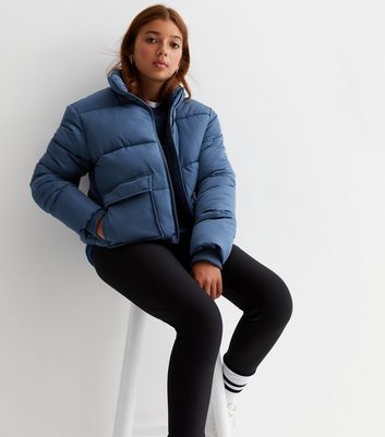 Girls Grey Faux Fur Hooded Puffer Jacket | New Look