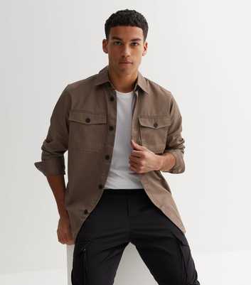 Only & Sons Mink Twill Collared Overshirt