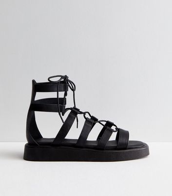 Ladies black flatform on sale sandals