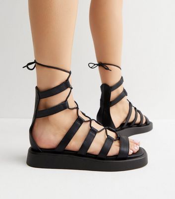 Ladies black gladiator discount sandals