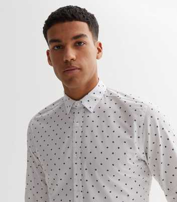 Only & Sons White Circle Print Poplin Long Sleeve Shirt