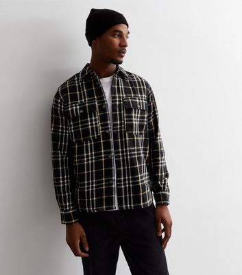 Men's Only & Sons Black Check Pocket Front Overshirt New Look
