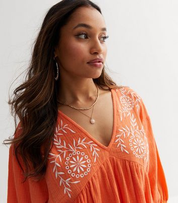 Burnt orange shop embroidered dress