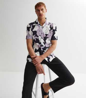 Only & Sons Lilac Floral Linen Blend Short Sleeve Shirt