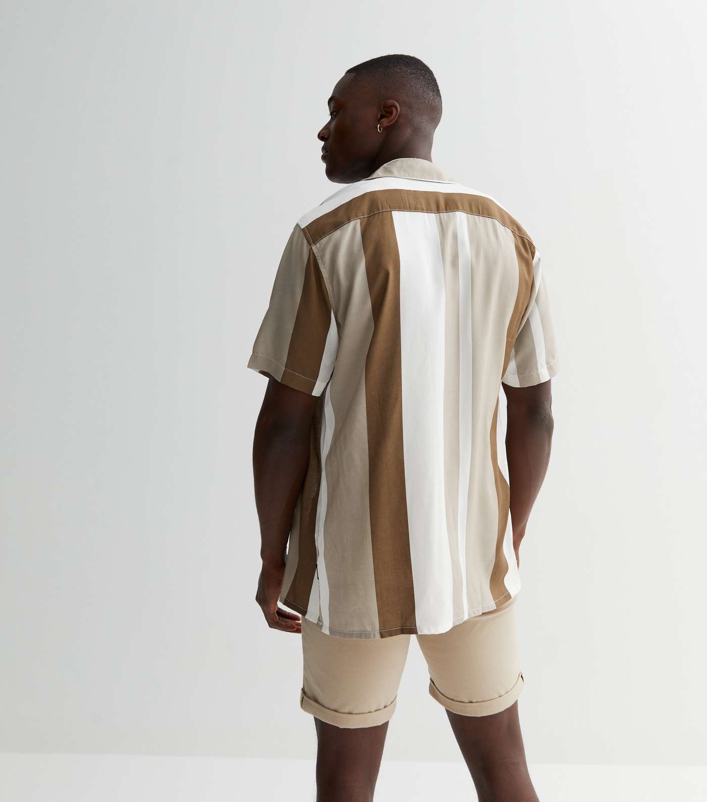 Only & Sons Khaki Stripe Short Sleeve Shirt Image 4