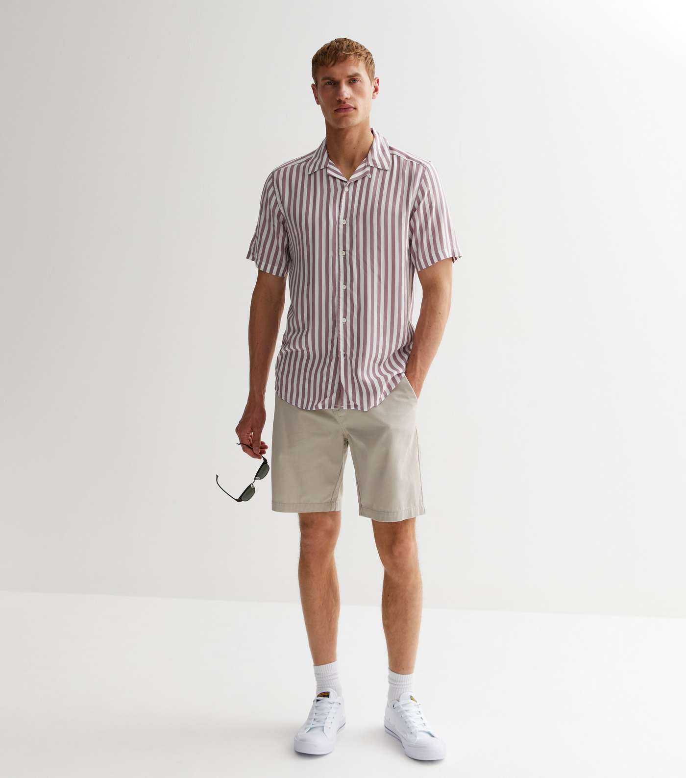 Only & Sons Lilac Stripe Short Sleeve Shirt Image 3