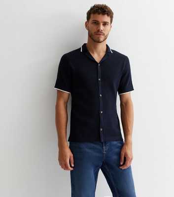 Only & Sons Navy Knit Short Sleeve Shirt