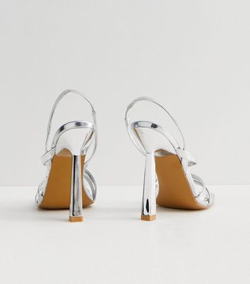 Square toe silver heels sale