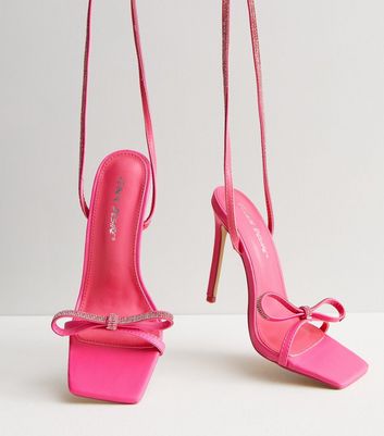 Fuchsia pink pointed toe open-toe rhinestone bow stilettos sandals - I –  GOOD GIRL REBEL