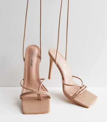 Public Desire Mink Tie Strappy Stiletto Heel Sandals
