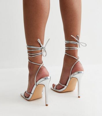 Silver tie up hot sale leg sandals