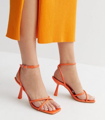 Orange barely there online heels