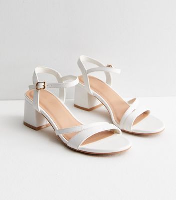 Short white sales block heels