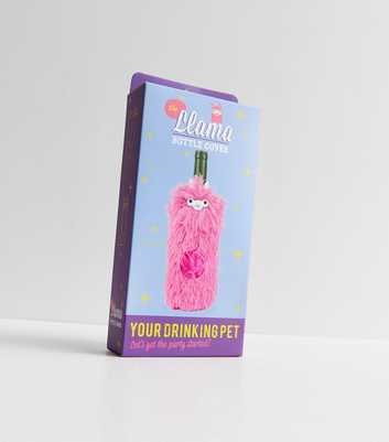 Bright Pink Fluffy Llama Bottle Cover