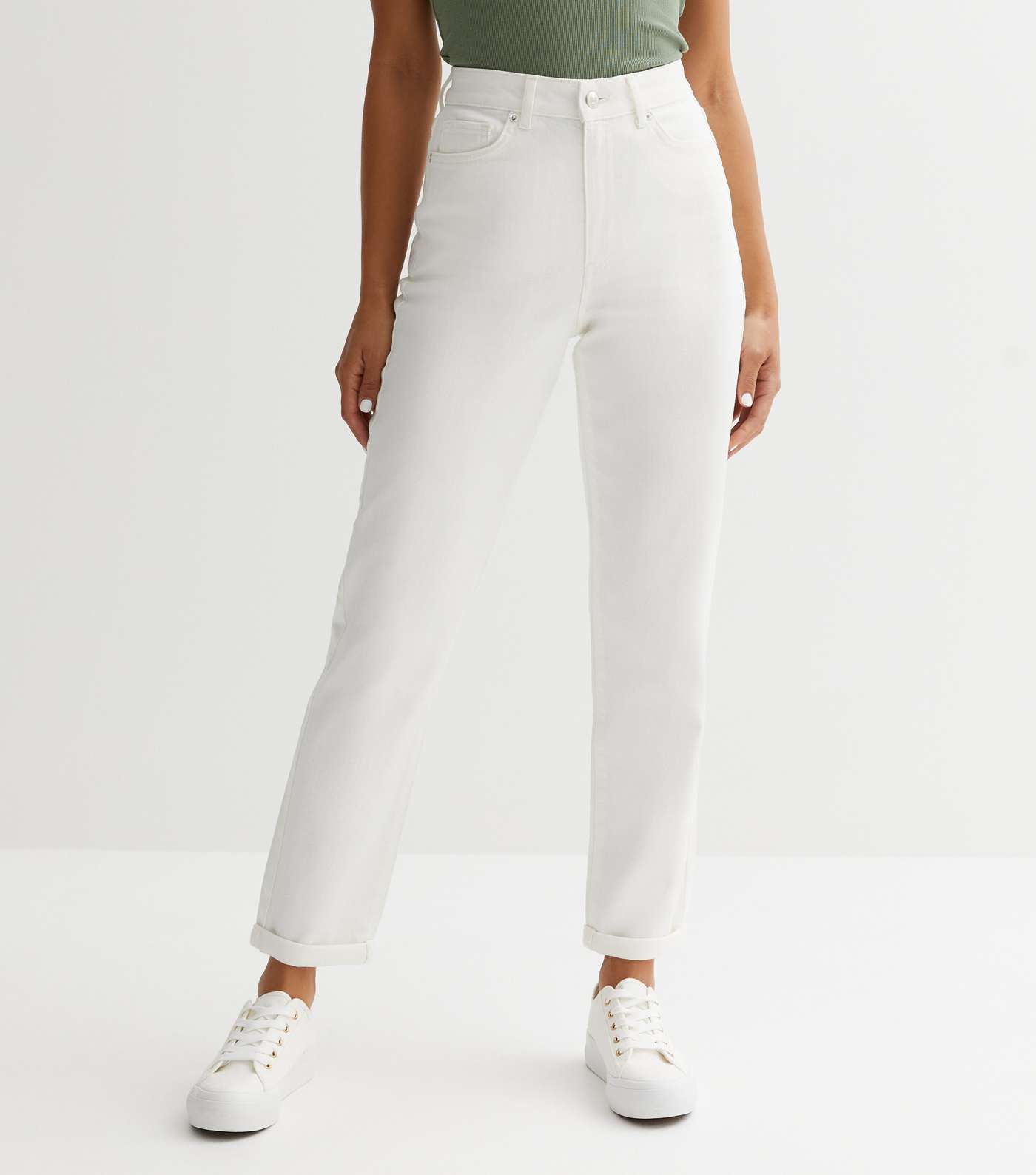 White High Waist Tori Mom Jeans Image 2