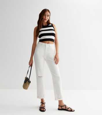 White Ripped High Waist Tori Mom Jeans