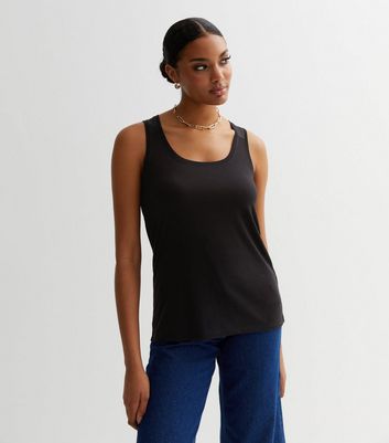 Black satin sale vest top