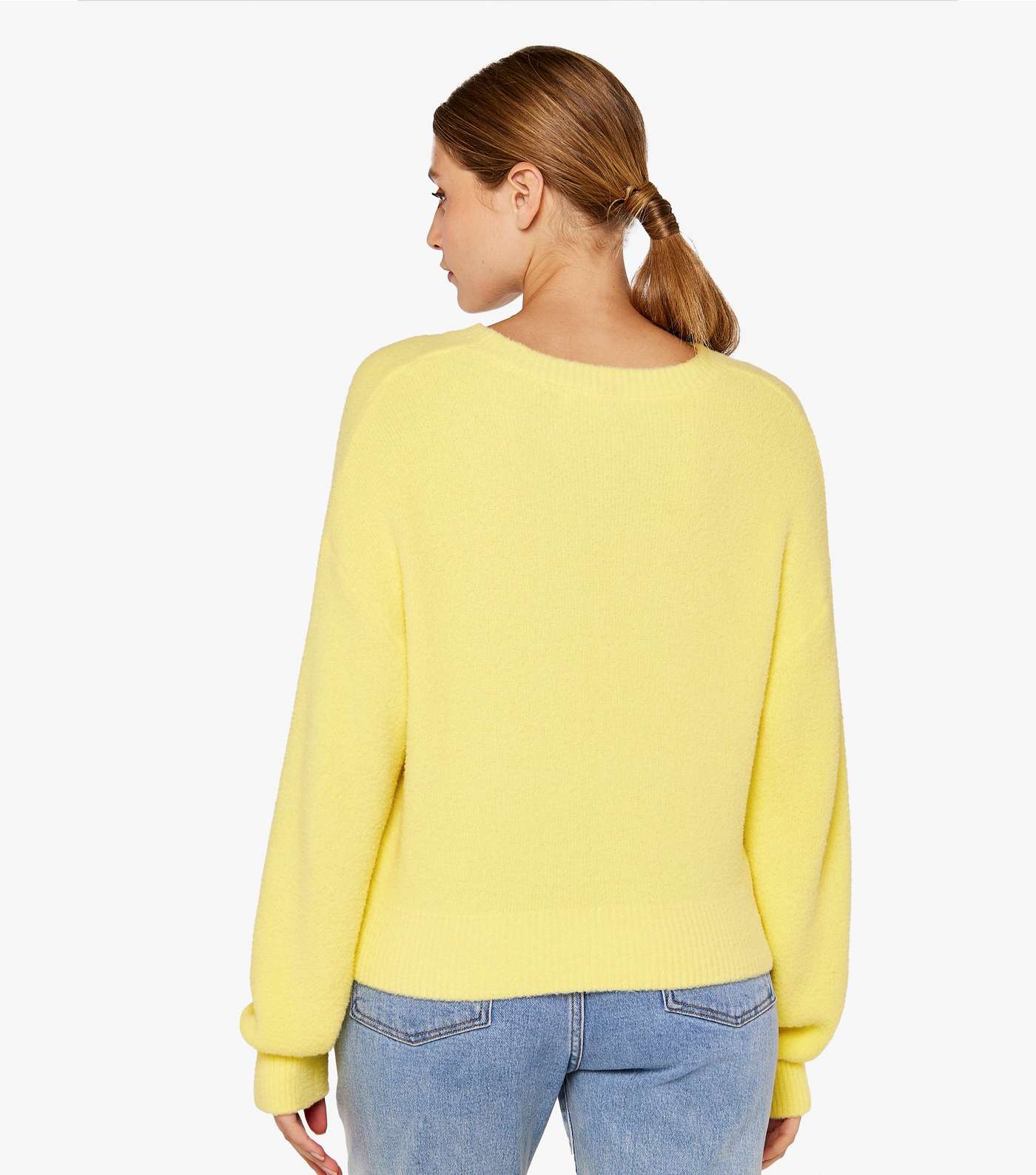 Apricot Yellow Soft Knit Crew Neck Crop Jumper Image 3