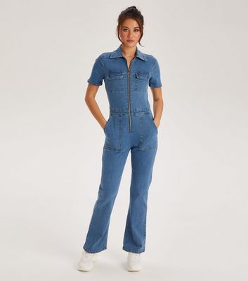 Flared cheap jumpsuit denim