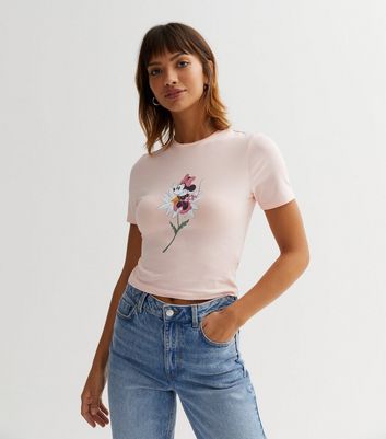 Pale Pink Disney Minnie Mouse Crop T-Shirt