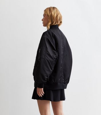 Oversized black store bomber jacket