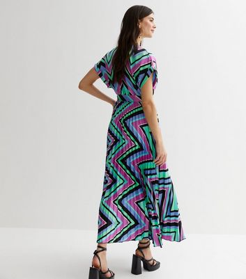 Chevron pleated sales midi dress