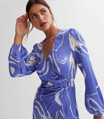 Missguided blue hot sale wrap dress